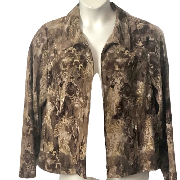 Christopher & Banks Women’s Multi colored browns long sleeve zip up front - Picture 3 of 12